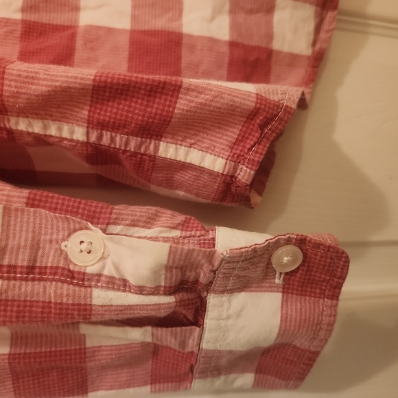 Supreme Red and White Gingam Long Sleeve Button Cuffes Button Front Shirt - Picture 3 of 9